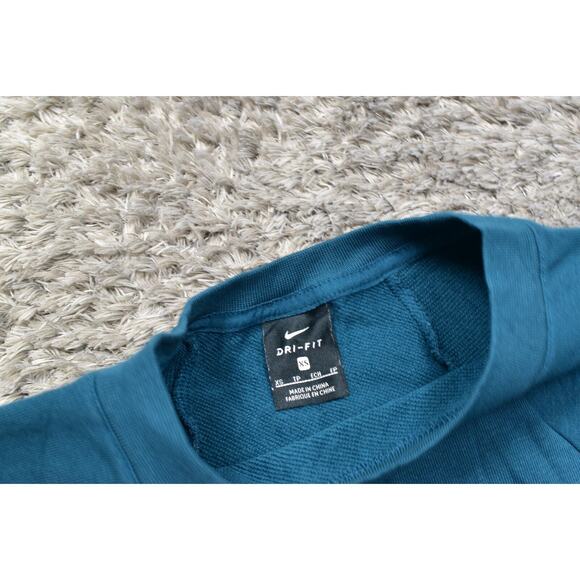 Nike Dri Fit Women's XS Blue Pullover Sweater Cotton Blend Crew Neck Crop - Picture 5 of 7